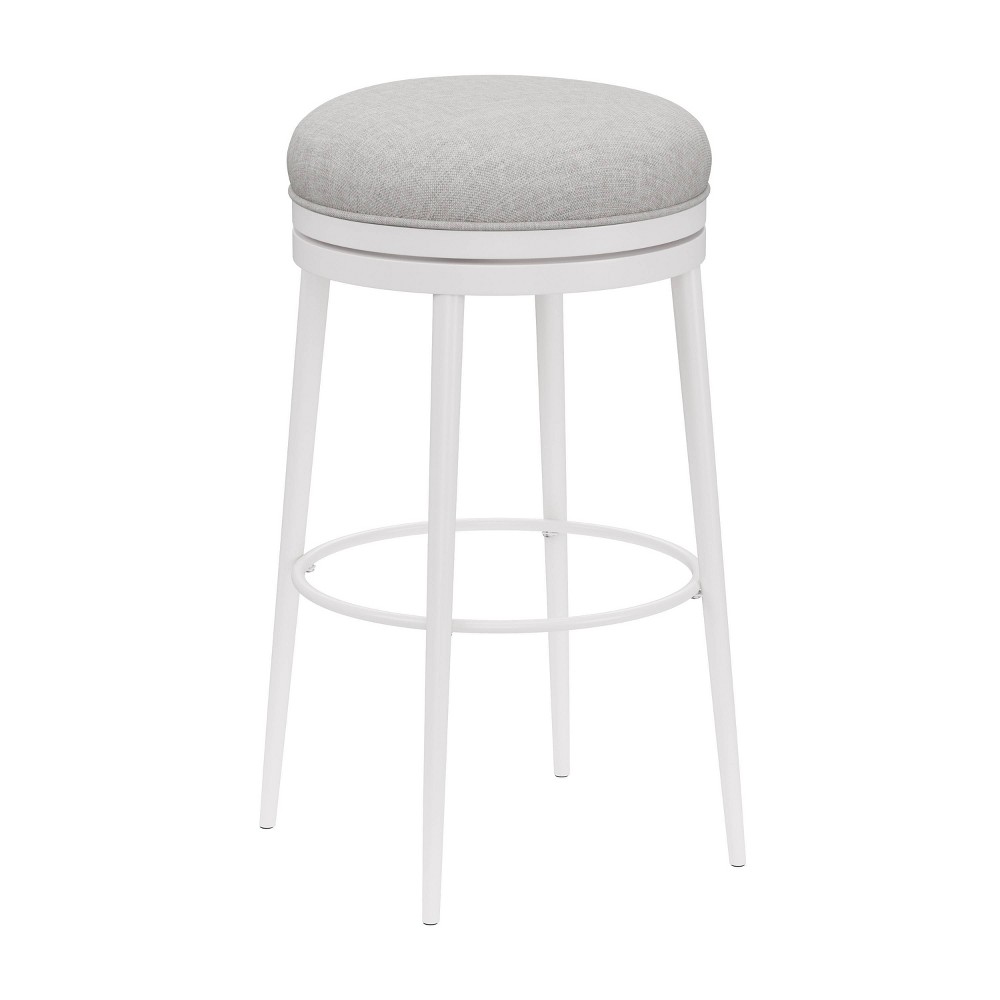 Photos - Chair Aubrie Backless 26" Swivel Counter Height Barstool Off White/Silver - Hill