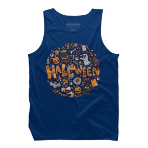 Men's Design By Humans happy halloween greeting holiday illustration By ghinan Tank Top - 1 of 2
