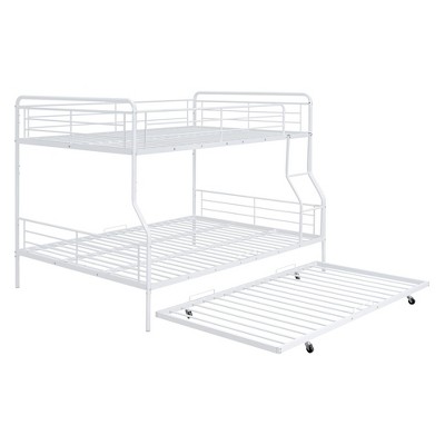 NicBex Full XL Over Queen Bunk Bed with Guardrail and Twin Size Trundle,Twin Loft Bed with Ladder and Converts to 2 Beds,Bunk Beds for Bedroom