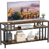 TROPOW 65" TV Stand, Rustic TV Stand Open Storage Shelf, Wooden TV Stand with Quad Duct Support, TV Media Console for Living Room and Bedroom - 3 of 4