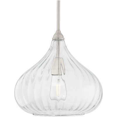 Brushed Nickel Mini Pendant with Clear Glass Shade