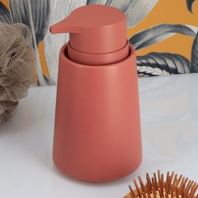 Evideco French Home Goods Modern Stoneware Soap Dispenser - 14 fl oz, Bathroom Accessory with Sturdy Pump for Hand Soap or Lotion