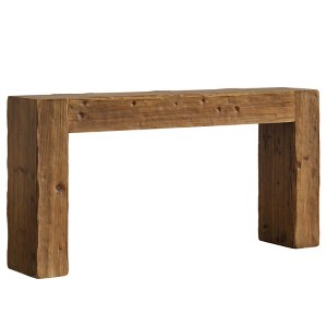 Resenkos Rectangular Industrial Console Table, Wood - Metal Frame, Rustic Desktop, for Entryway & Living Room Brown - 1 of 4