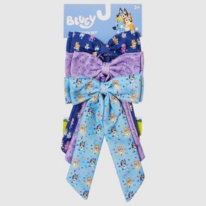 Girls' Bluey 3pk Hair Bow Twister Set - Blue/Purple - 1 of 3