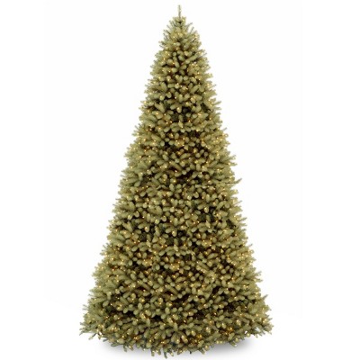 National Tree Company Pre-Lit 'Feel Real' Artificial Giant Full Downswept Christmas Tree, Green, Douglas Fir, White Lights, Includes Stand, 12 feet