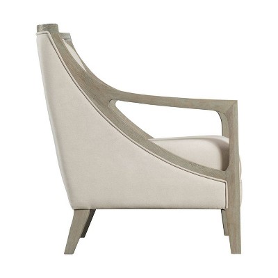 Dayna Whitewash and Beige Wood Accent Chair