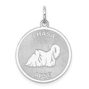 Black Bow Jewelry Sterling Silver Laser Etched Lhasa Apso Dog Pendant, 19mm - 1 of 4