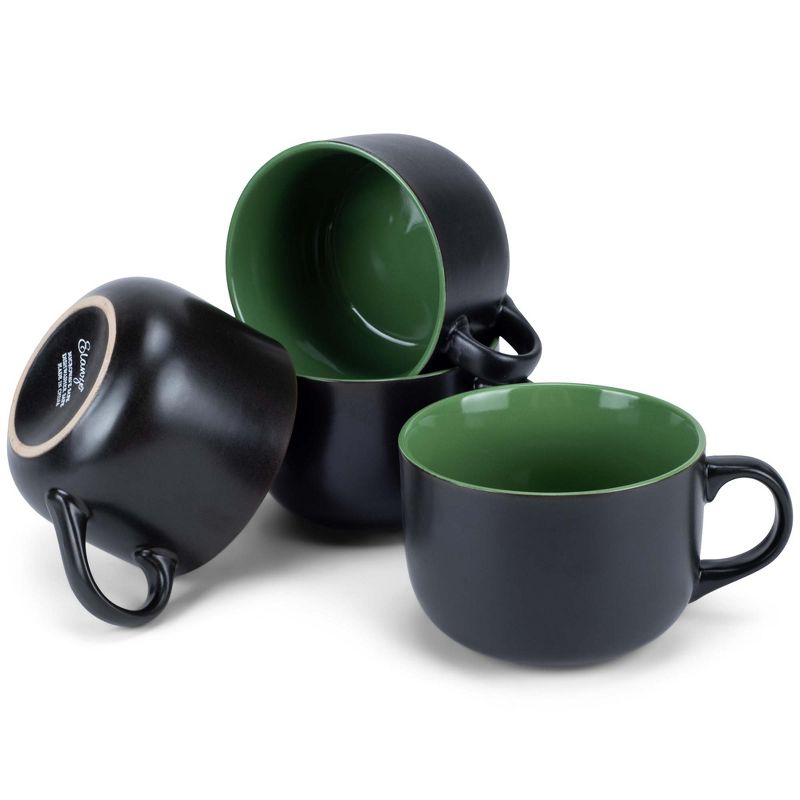 Elanze Designs Large Color Pop 24 ounce Ceramic Jumbo Soup Mugs Set of 4, Green, 1 of 6