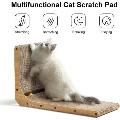 Etelifrank Cat Scratcher, 26.8 Inch L Shape Cat Scratch Pad Wall Mounted