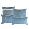 Home Mart Goods 7 Piece Light Blue Ivory Striped Comforter Set Embroidery Soft Bedding - 4 of 4