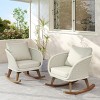 Contemporary Minimalist Set of 2 Wicker Rocking Chairs with Soft Cushions,Durable Wooden Frame for Indoor and Outdoor Spaces – The Pop Home - 2 of 4