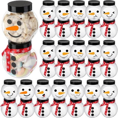 24 Pcs Plastic Christmas Candy Jars with Lids, Clear Xmas Cookie Jar Container for Marshmallow