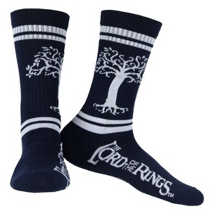 Lord of the Rings Socks White Tree Of Gondor Design Mid-Calf Adult Crew Socks Black - 1 of 4