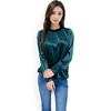 Anna-Kaci Women's Velvet Long Sleeve Top with Puff Shoulders - 4 of 4