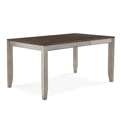 Abacus Dining Table Alabaster/Honey - Steve Silver Co.: Rubberwood & Acacia, Butterfly Leaf, Seats 6