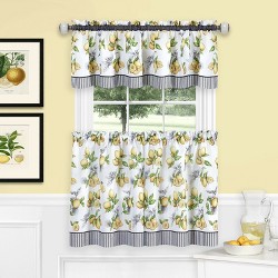 Kitchen curtain Cherries & polka Dots Complete 3 Pc Tier and Valance set 