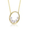 Guili Sterling Silver 14K Gold Plated Necklace with White Pearl Halo Eternity Circle Pendant, a luxurious addition for daily or formal wear. - 2 of 2