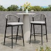 Christopher Knight Home Dafydd Outdoor 30" Iron and Rattan Barstools with Scallop-shaped Backrest (Set of 2) - 2 of 4