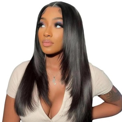 Jessie's Wig 18 Inch Straight Layered Wig 7x5 Pre Cut Lace Natural Color 1 Pc/Pack