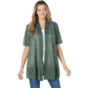 Woman Within Plus Size Lightweight Open Front Cardigan - 1 of 4