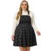 Agnes Orinda Women's Plus Size Elegant Plaid Overalls Fashionable A-Line Skirts - 3 of 4