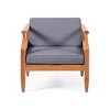 Acacia Wood Outdoor Club Chair, 30" Patio Lounge Seating with Open Slat Back & Water-Resistant Cushion-3irtyhousy - 3 of 4