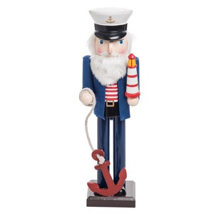 Beachcombers Large Wood Captain Nutcracker Wood  Composite Fabric Traditional Figure Christmas Mass Holiday Home Decor - 1 of 1