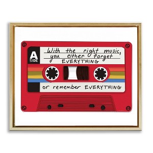 Stupell Industries With The Right Music Vintage Cassette Floating Frame Canvas Art, Gold, 31" x 25" - 1 of 4