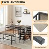 COZONY Dining Table Set for 4, Kitchen Table with 2 Benches, Wine Rack & Storage Shelf, Space-Saving Dining Room Set - 4 of 4