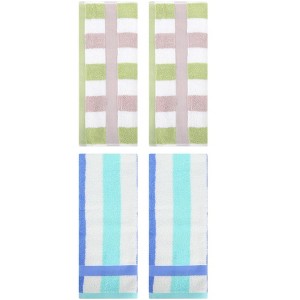 REGALWOVEN Striped Absorbent Soft Cotton Hand Towels for Bathroom 4 Pack - 1 of 4