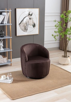 360° Swivel Barrel Accent Chair, Upholstered Lounge Club Armchair for Living Room or Bedroom – Maison Boucle