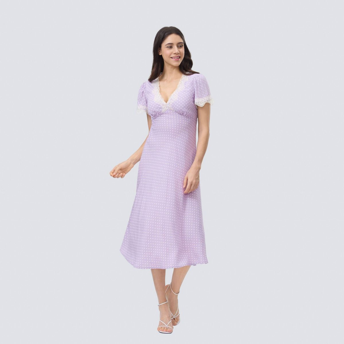 Women's Cap Sleeve Lace Trim Midi Dress - A New Day™ - thumbnail 6