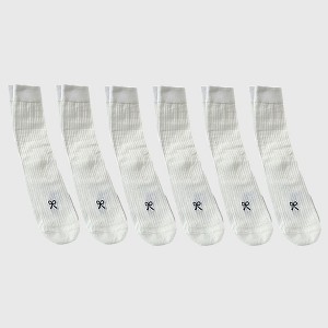 Alilang Women's Ribbed Ankle Socks with Bow Embroidery 6Pk - 1 of 4