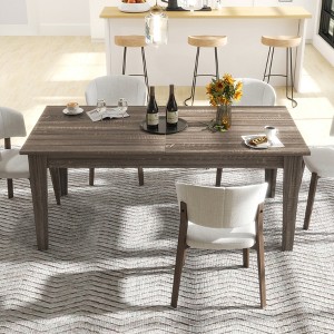 TiramisuBest Large 106.3" Extendable Dining Table, Dark Oak Kitchen Table with Durable Particle Board & MDF - 1 of 4