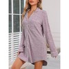 cheibear Women's Button Down Nightgown Strechy Knit Long Sleeves Nightshirt Shirtdress - 2 of 4