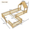 TIRAMISUBEST Twin/Full House-Shaped Kids Floor Bed with Roof & Full-Length Guardrails, Double Bed Frame with A Door - 4 of 4