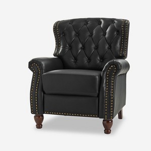 Justine Transitiona Wooden Upholstery Genuine Leather Recliner with Nailhead Trim for Living Room and Bedroom| ART OF LIVING DESIGNS - 1 of 4