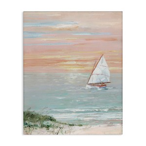 Stupell Industries Traditional Summer Sunset Sailboat Landscape Contemporary Pink Sky, 24" x 30" - 1 of 4
