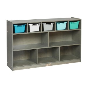 ECR4Kids 5+5 Mobile Storage and Tray Cabinet with 5 Scoop Front Bins, Grey Wash - 1 of 4