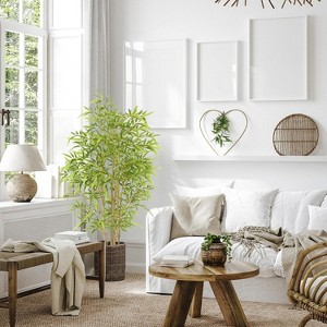 4FT Artificial Bamboo Tree with Natural Trunk - Realistic Fake Bamboo Plant for Indoor Home Decor - 1 of 4