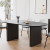 PexFix 67" x 33.5" Solid Wood Oval Dining Table Modern Kitchen Table Farmhouse Style with Solid Wave Legs for Living Room Kitchen Home Office Black - 3 of 4