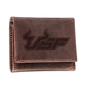 Evergreen NCAA South Florida Bulls Brown Leather Trifold Wallet Officially Licensed with Gift Box - 1 of 1