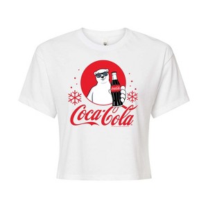 Women's - Coca-Cola - Polar Bear Circle With Snowflakes Cropped Graphic T-Shirt - 1 of 4