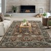 Washable Vintage Floral Living Room Rugs, Distressed Print Non Slip Bedroom Carpet, Retro Accent Large Dining Room Kitchen Rugs for Home Office - 3 of 4