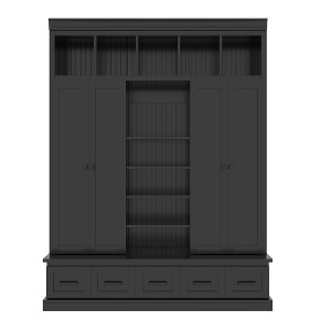TIRAMISUBEST 78.7" Hall Tree with Bench - 5 Cubbies, 4 Doors & 5 Drawers Entryway Storage Cabinet, Adjustable Shelves for Living Room - 1 of 4
