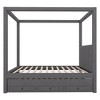 Twin/Full Size Upholstery Canopy Platform Bed with Trundle and 3 Storage Drawers-ModernLuxe - 4 of 4