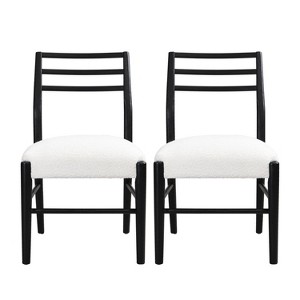 Christopher Knight Home Set of 2 Henry Farmhouse Upholstered Rubberwood Dining Chairs Black - 1 of 4
