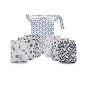 6ct Reusable Cloth Diapers, One Size Adjustable, Washable Soft Absorbent, Waterproof Cover, 4-Layers Microfiber Inserts - Simple Being - 1 of 4