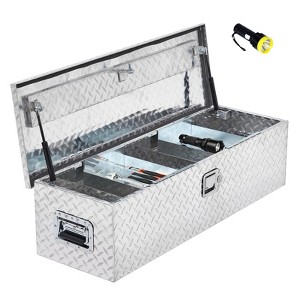 Heavy Duty 13x13x30 Inch Aluminum Diamond Plate Tool Box with Sliding Shelf, Waterproof - 1 of 4