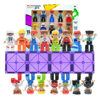 Playmags Magnetic Tiles, 30-Piece Magnet Squares Expansion Set,  Construction Building Blocks, Starter Set for Kids Ages 3+